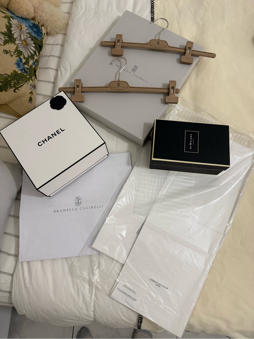 Chanel, Dior and Cucinelli boxes